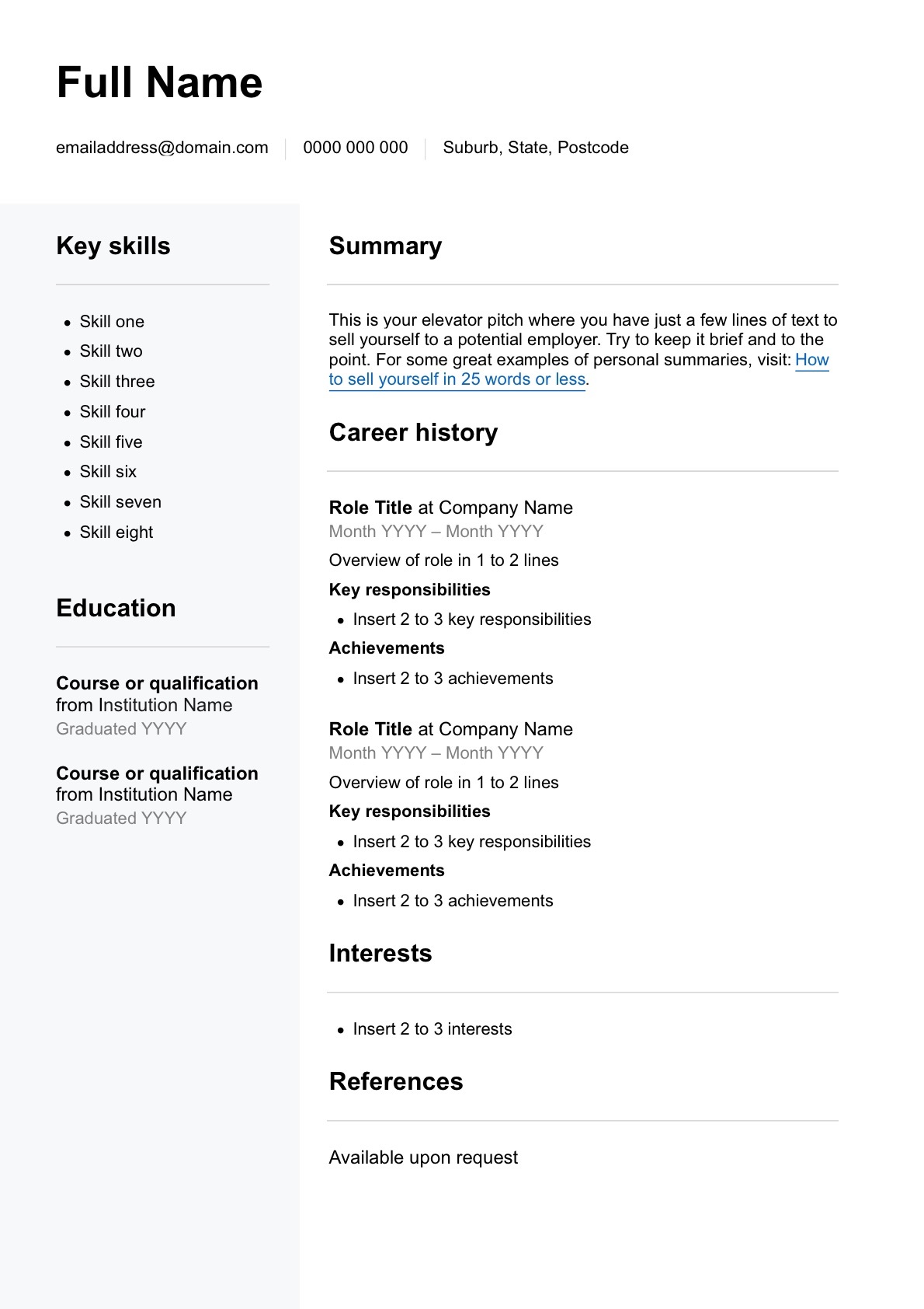 Free resume template - SEEK Career Advice