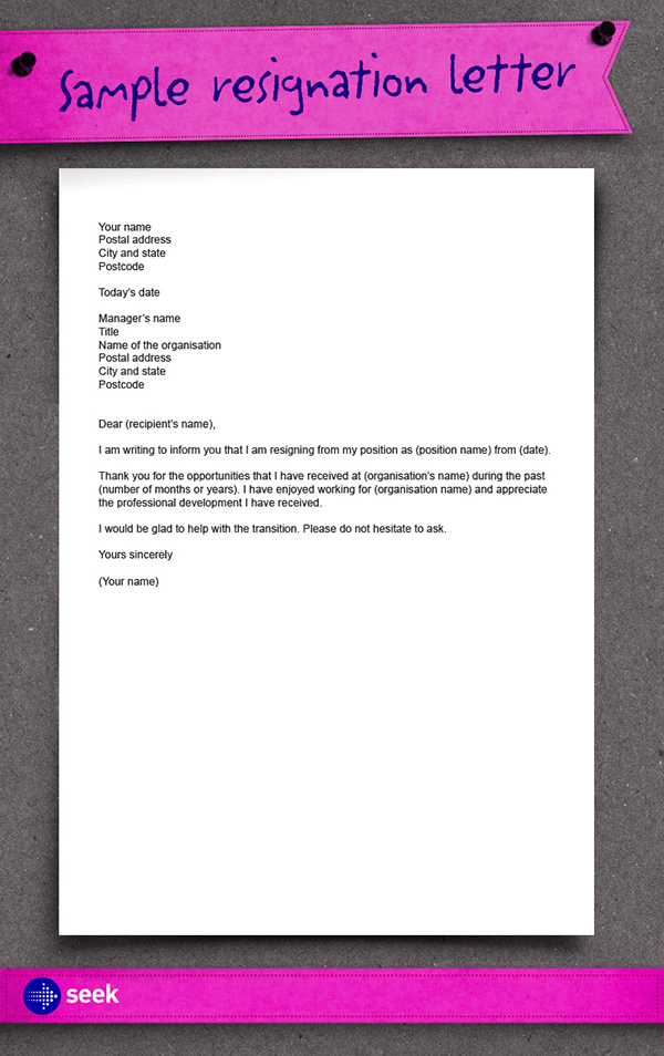 Help to write a resignation letter